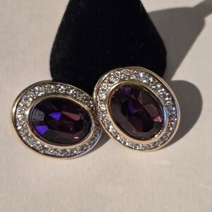 Elegant Purple and Rhinestone Women's Earrings